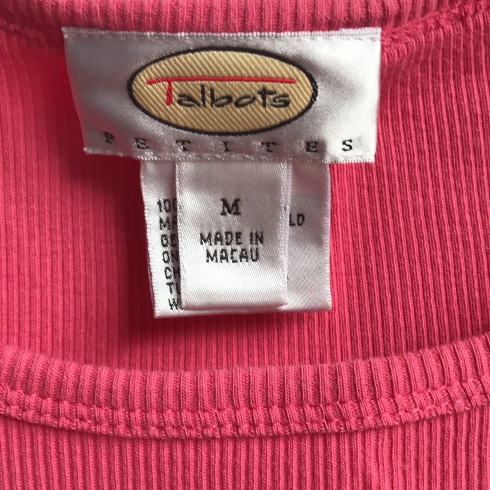 Talbots Pink Ribbed Tank Top EUC sz Medium Petite - Picture 3 of 5